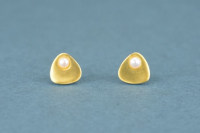 Ohrstecker Silber vergoldet Dreieck mit Perle