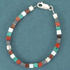 Armband Edelsteinwürfel 4mm Onyx Hämatit Roter-Jaspis Perlmutt Türkis Silber
